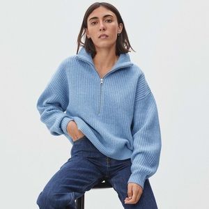 Everlane Felted Merino Half-Zip Crop Sweater
